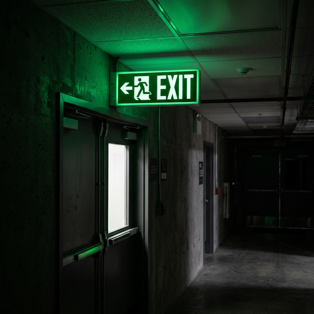 Glowing Fire Exit Sign